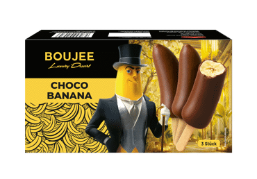 Šald. bananas ant pagaliuko BOUJEE su pieniniu šokol., 195 g
