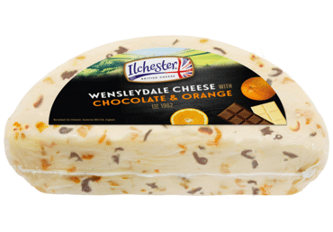 Sūris WENSLEYDALE su šokaladu ir apelsino žievelėmis, 41% rieb.s.m, 1 kg