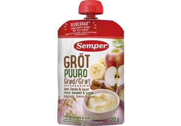 Paruošta vartoti košė SEMPER su obuoliais ir cinamonu, nuo 6 mėn., 120 g
