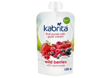 Tyrelė KABRITA su obuol., miško uogomis, grietinėle, 6+ mėn., 100 g