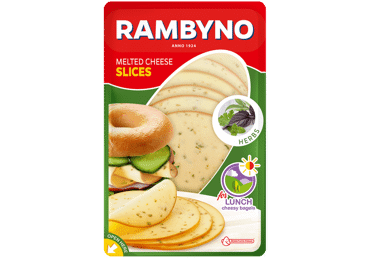 Lydytas sūris RAMBYNO su žolelėmis,  pjaustytas, 45 % rieb., 150 g