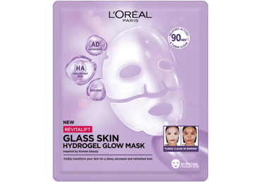 Hidrogelinė veido kaukė L'Oreal Paris Revitalift Filler Glass Skin, 38 g