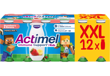 Jog. gėrimas ACTIMEL braškių,ban, 12 vnt., 1,4% rieb., 1.2 kg
