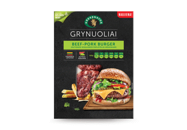 Kiaulienos ir jautienos burgerių paplotėliai GRYNUOLIAI, 220 g
