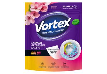 Skalbimo lapeliai VORTEX Laundry Detergent Sheets Color, 20 vnt.