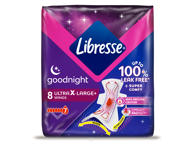 Higieniniai paketai LIBRESSE ULTRA GOODNIGHT EXTRA, 8 vnt.