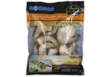 Šald. nevirtos baltakojės krevetės EXCLUSIVE su kiautais, 300 g - 2