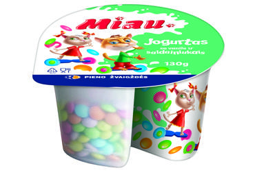 Jogurtas su vanile ir saldainiukais MIAU, 5,5 % rieb., 130 g