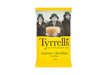 Traškučiai TYRRELL'S, čederio ir česnakų skonio, 150 g