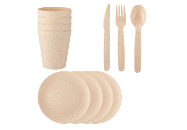 Plastikinių indų rinkinys UNIWELL Beige, 20 vnt.