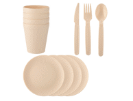 Plastikinių indų rinkinys UNIWELL Beige, 20 vnt