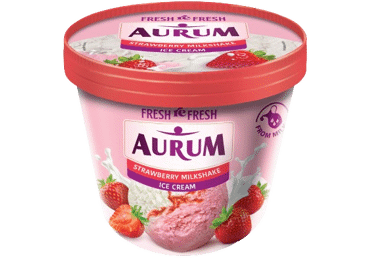 Ledai AURUM su braškių įdaru, braškių kokteilio skonio, 455 g