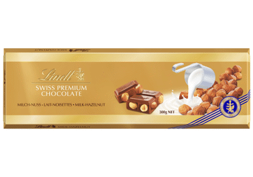 Pieninis šokoladas LINDT GOLD HAZELNUT su lazdyno riešutais, 300 g