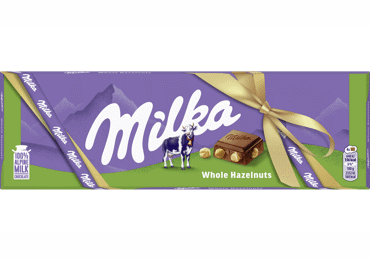 Pieninis šokoladas MILKA su neskaldytais lazdynų riešutais, 250 g