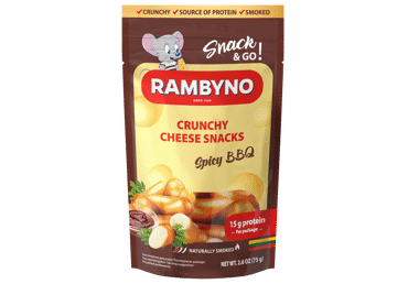 RAMBYNO rūk. sūrio užkandis, BBQ, paprikų sk., 45% rieb.s.m., 75 g