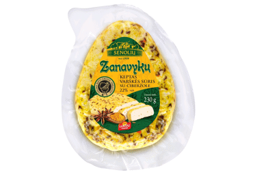 Keptas ZANAVYKŲ varškės sūris su ciberžol., 22 % rieb., 230 g
