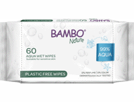 Drėgnosios kūdikių servetėlės AQUA BAMBO NATURE, 60 vnt.