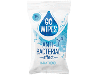 Drėgnosios antibakterinės servetėlės GO WIPES D-PANTH,15vnt, 15 vnt.