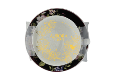 Puodelis su lėkštute AURORA Luxury Black, 225 ml - 1