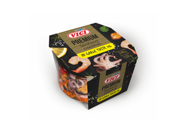 Jūrų gėrybių kokteilis VIČI česnakiniame aliejuje, 240 g