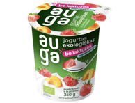 Ekol. jogurtas be laktozės su abrikosais ir braškėmis AUGA, 3,5 % rieb., 350 g
