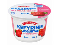 Kefyrinis ROKIŠKIO jogurtas su braškėmis, 5 % rieb., 200 g