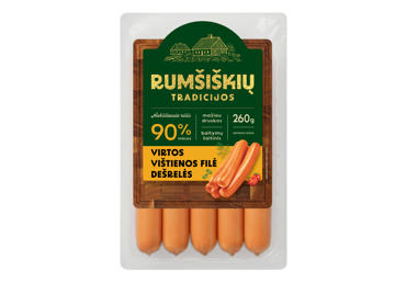 Virtos vištienos filė dešrelės RUMŠIŠKIŲ TRADICIJOS, aukščiausia rūšis, 260 g