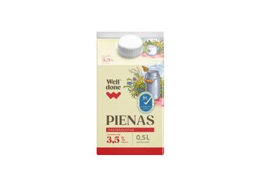 Pasterizuotas pienas WELL DONE, 3,5 % rieb., 500 ml
