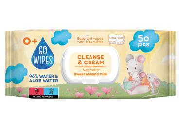 Drėgnos servetėlės GOWIPES GOWIPES Baby Cleanse&Cream, 50 vnt.