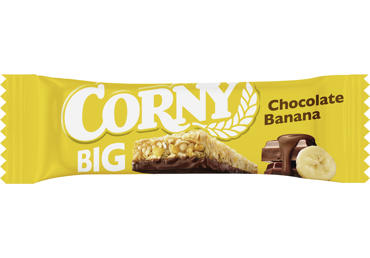 Javainių batonėlis CORNY BIG su bananais ir pien. šokoladu, 50 g