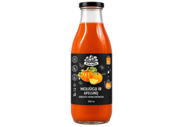 Moliūgų ir apelsinų arbatos koncentratas ŽOLYNĖLIS, 500 ml