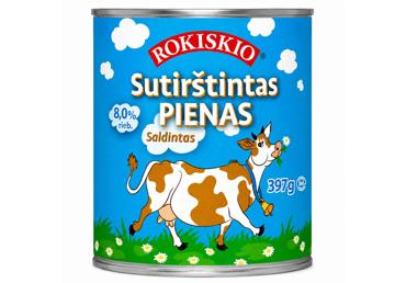 Saldintas sutirštintas ROKIŠKIO pienas, 8 % rieb., 397 g
