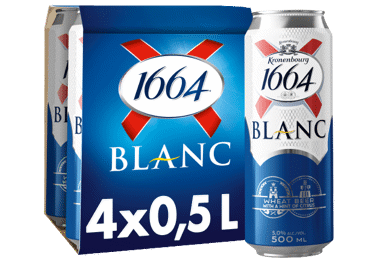 Kvietinis alus KRONENBOURG 1664 BLANC (5%, 4 vnt. x 500 ml), 2 l