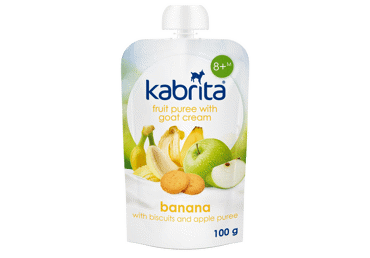 Tyrelė KABRITA su obuol., banan., saus., grietinėle, 8+ mėn., 100 g