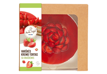 Varškės kremo tortas su braškėmis, 1 kg Varškės kremo tortas su braškėmis, 1 kg