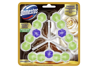 Tualeto gaiviklis ir valiklis DOMESTOS WHITE ROSE, 3 x 50 g, 150 g