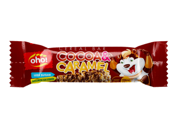 Pusryčių dribsnių batonėlis OHO CARAMEL, 23 g Pusryčių dribsnių batonėlis OHO CARAMEL, 23 g