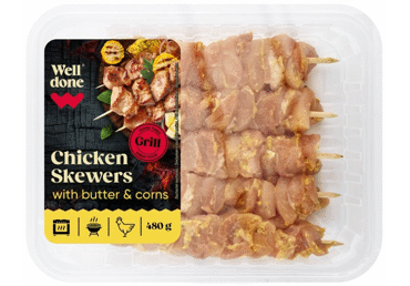 Vištų šlaun.mėsos iešmeliai su sviestu ir kukurūz. WELL DONE, 480 g