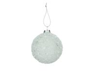 Stiklinis Kalėdų eglutės žaisliukas, 8cm, 2 dizainai, baltas, sidabrinis