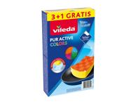 Šveičiamosios indų kempinės VILEDA PUR ACTIV COLOURS, 4 vnt.