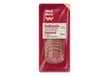 Saliamio griežinėliai su sūriu WELL DONE, 50 g