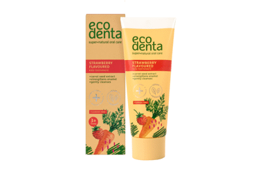 Žemuogių kvapo dantų pasta vaikams ECODENTA, 75 ml