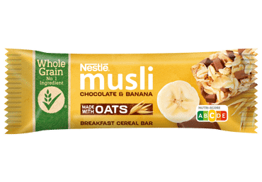 Batonėlis NESTLE MUSLI su pieniniu šokoladu ir bananais, 35 g