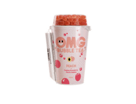 Arbatos gėrimas OMG Bubble Tea su braškių burbuliukais, persikų skonio, 270 ml