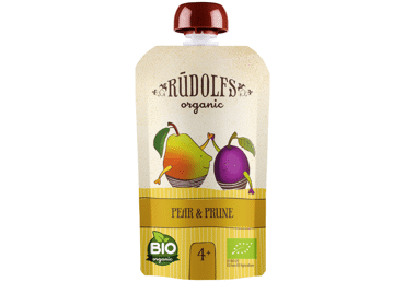 Ekologiška kriaušių, slyvų tyrelė RŪDOLFS, 4+ mėn., 110 g