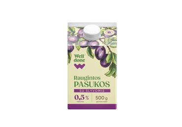 Raugintos pasukos su slyvomis WELL DONE, 0,5 % rieb., 500 g