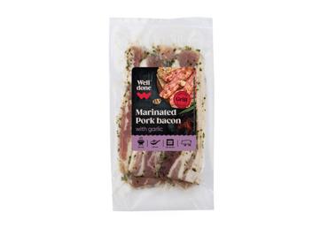 Marinuoti kiaulienos šoninės kepsneliai su česnakais WELL DONE, 400 g