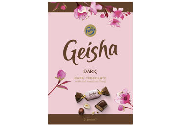 Juodojo šokolado saldainiai GEISHA su lazdynų riešutų įdaru, 150 g - 2