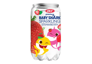 Gazuotas gaivusis gėrimas braškių skonio OKF BABY SHARK, 350 ml