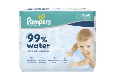 Kūdikių servetėlės PAMPERS Water, 3x60 vnt.